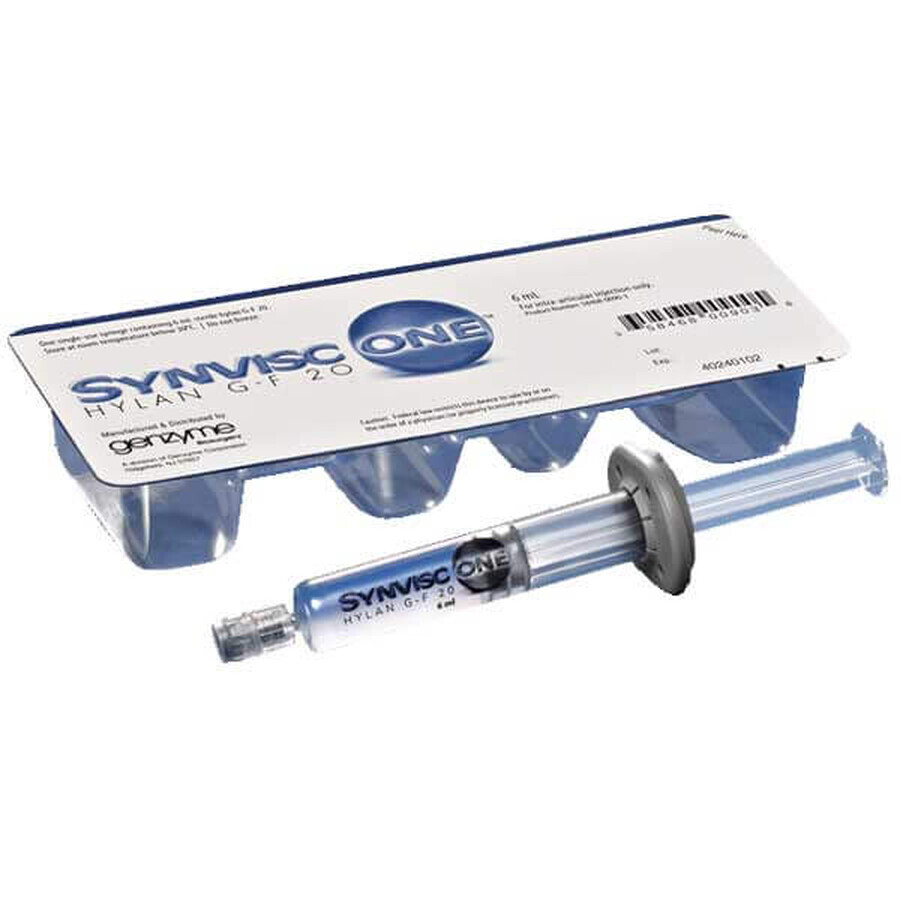 Synvisc One Hylan G-F 20 48 mg/ 6 ml, 6 ml x 1 ampolla jeringa