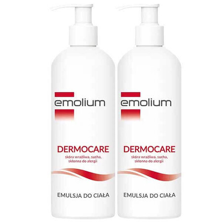 Set Emolium Dermocare, emulsión corporal, desde el primer día de vida, 2 x 400 ml FECHA CORTA