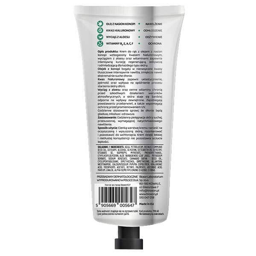 Botanic Help, cremă de mâini hidratantă și revitalizantă cu ulei de cânepă, 100 ml