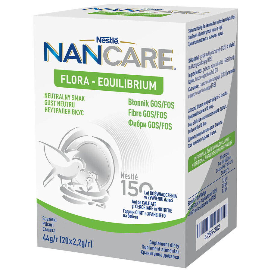 Nestle NANCare Flora Equilibrium, pulbere pentru sugari și copii mici, 20 x 2.2 g