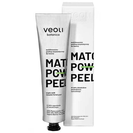 Veoli Botanica Matcha Power Peel, scrub enzimatico per il viso, multi-acido, 75 ml