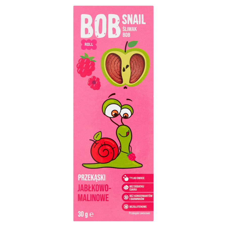 Bob Snail Roll Gustare cu fructe, măr, zmeură, 30 g