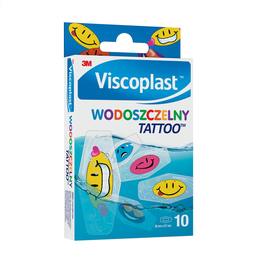 Viscoplast Waterproof Tattoo, tencuială de pansament imprimată color, 10 bucăți