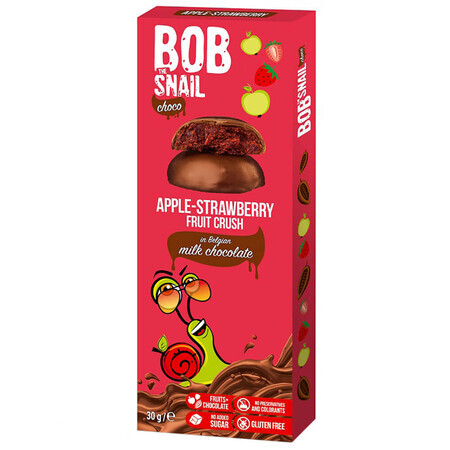 Bob Snail Choco Fruit snack en chocolat au lait, pomme, fraise, 30 g