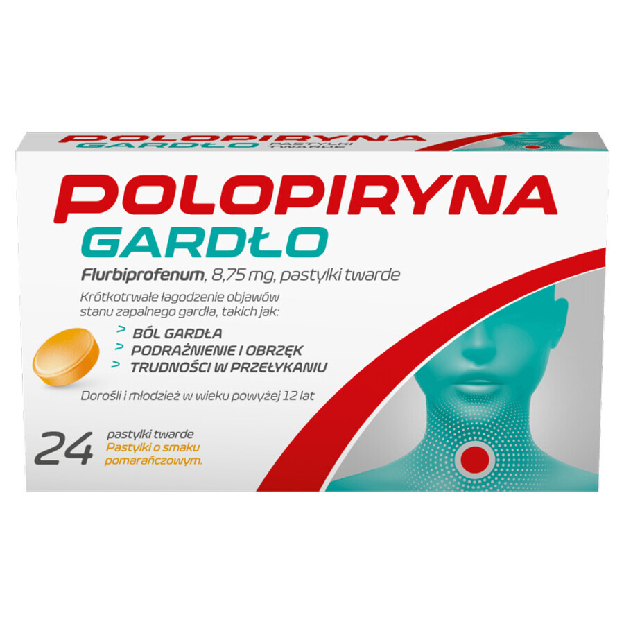 Polopyrin Throat 8,75 mg, aromă de portocale, 24 pastile