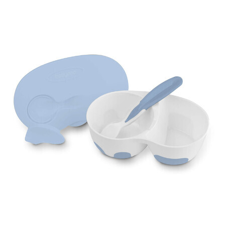 BabyOno, 2-teilige Schale mit Löffel, blau, 1067/01, für Babys und Kinder, ab 6 Monaten, 1 Stück 