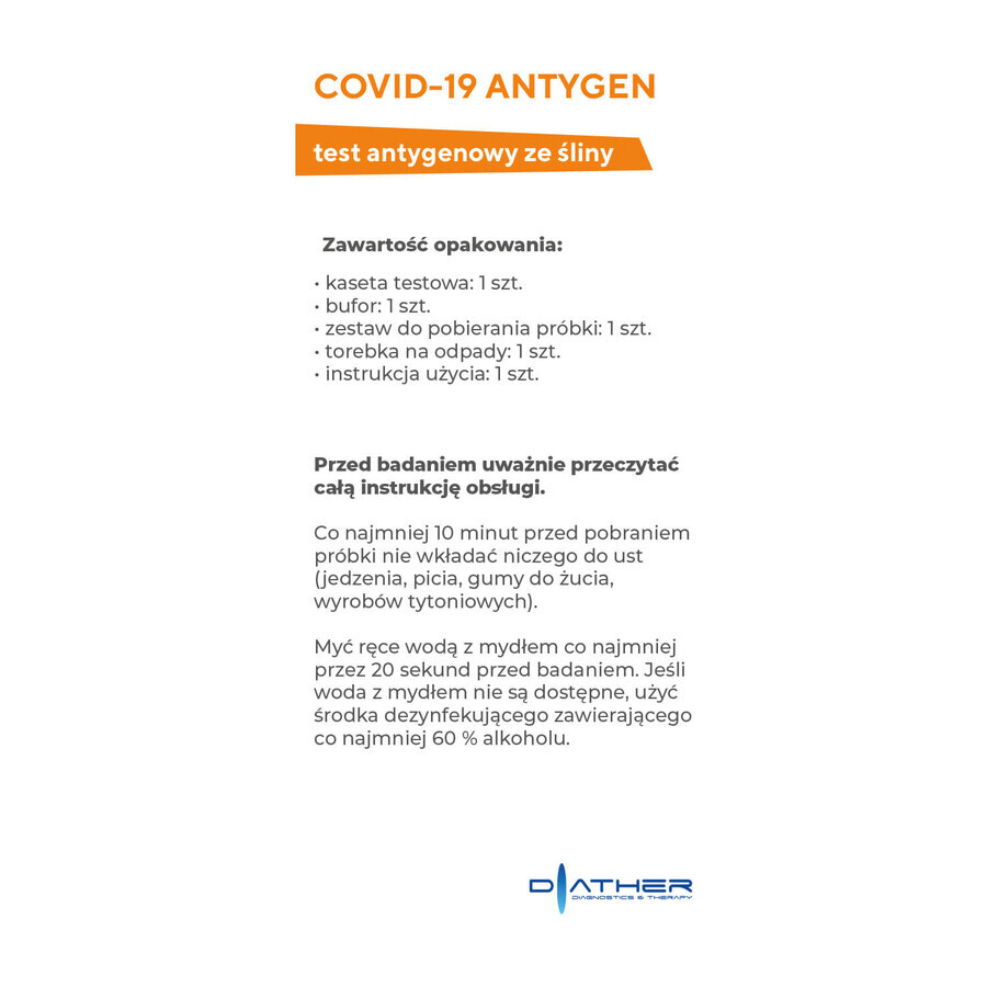 Diather Covid-19 Antigen, test antigen salivar pentru virusul SARS-CoV-2, 1 buc