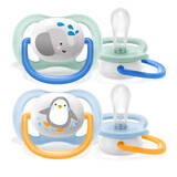 Avent Ultra Air, fopspeen, silicone, orthodontisch, dieren, SCF080/05, 0-6 maanden, 2 stuks 