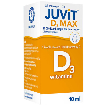 Juvit D3 Max 20000 UI/ml, gouttes orales, solution, 10 ml