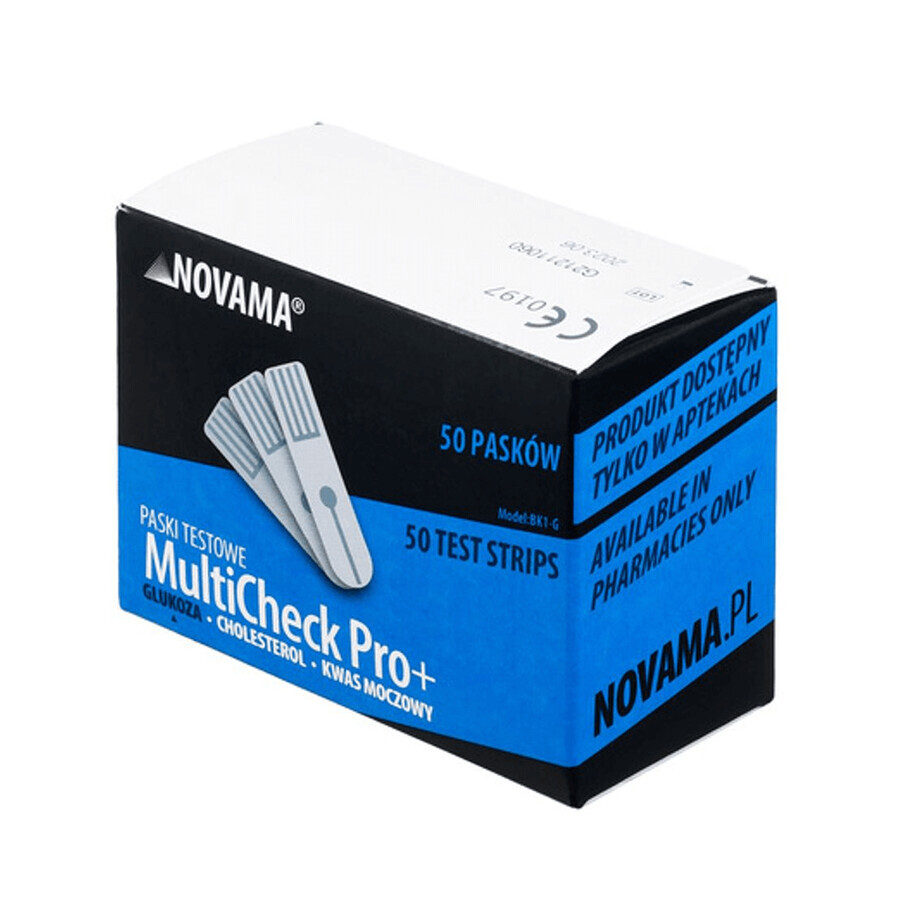 Novama MultiCheck Pro+, benzi de testare a glicemiei, 50 unități