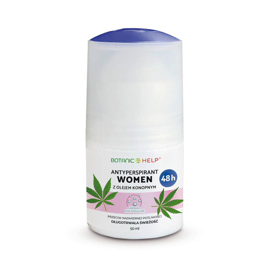 Botanic Help Women, antitranspirante roll-on 48h con aceite de cáñamo, 50 ml