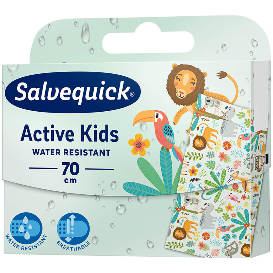 Salvequick Active Kids, pansamente pentru copii, impermeabile, pentru tăiere, 70 cm