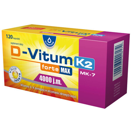 D-Vitum Forte Max 4000 UI. K2 MK-7, 120 capsule AMBALAJ PIERDUT