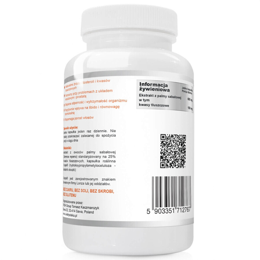 Wish Saw Palmetto Extract 600 mg, sabal palm, 60 gélules