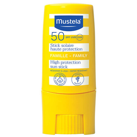 Mustela Sun Family, stick de protecție solară pentru anumite părți ale feței și corpului, de la naștere, SPF 50, 9 ml