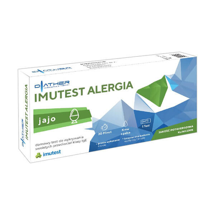 Diather Imutest Allergy Egg, test domiciliare per la rilevazione degli anticorpi IgE specifici, 1 pezzo