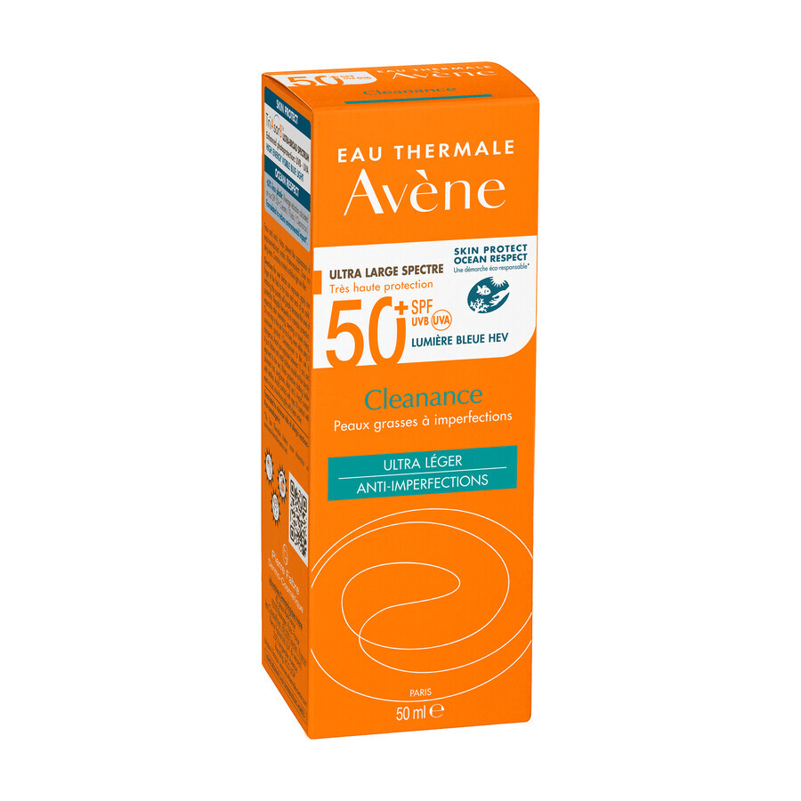 Avene Cleanance Sun, beschermingscrème voor het gezicht, vette huid en huid met neiging tot onzuiverheden, SPF 50+, 50 ml