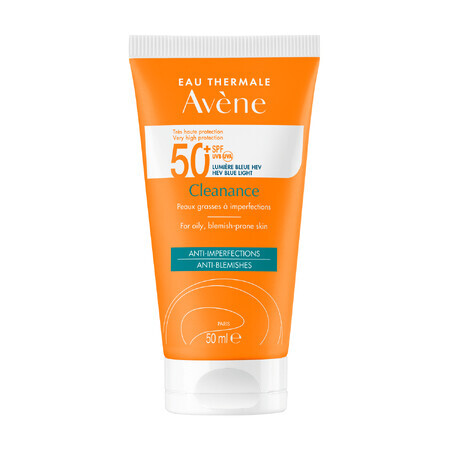 Avene Cleanance Sun, beschermingscrème voor het gezicht, vette huid en huid met neiging tot onzuiverheden, SPF 50+, 50 ml