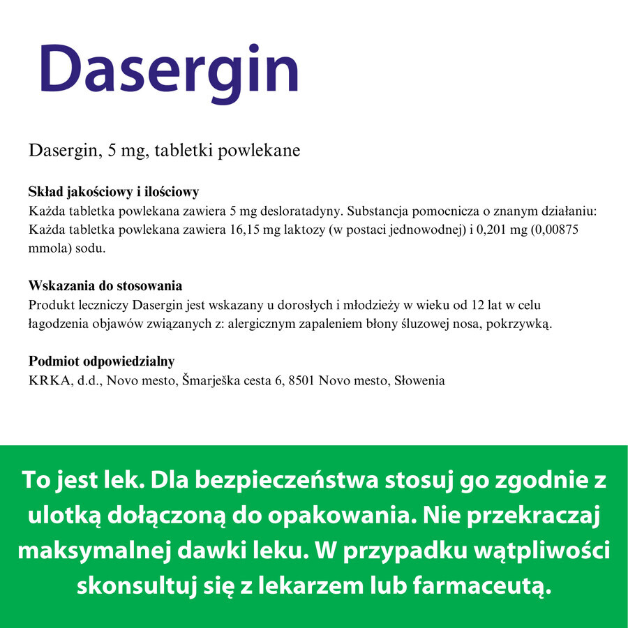 Dasergin 5 mg, 10 comprimate filmate