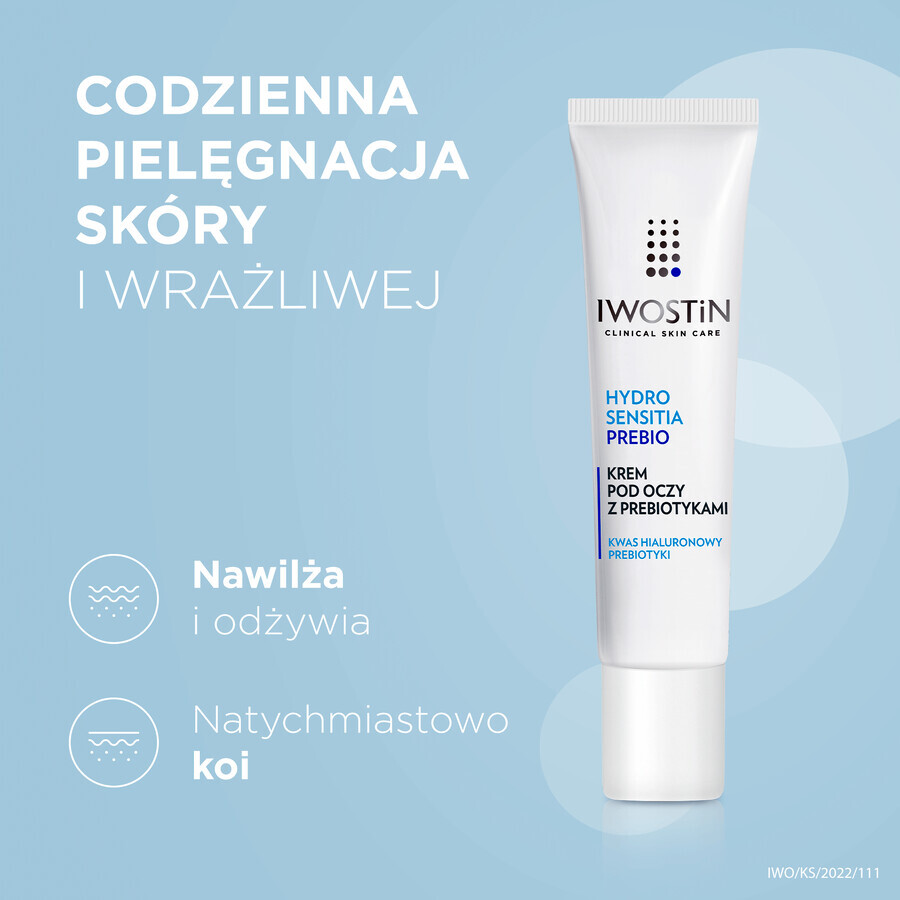 Iwostin Hydro Sensitia Prebio, cremă de ochi cu prebiotice, piele sensibilă, 15 ml