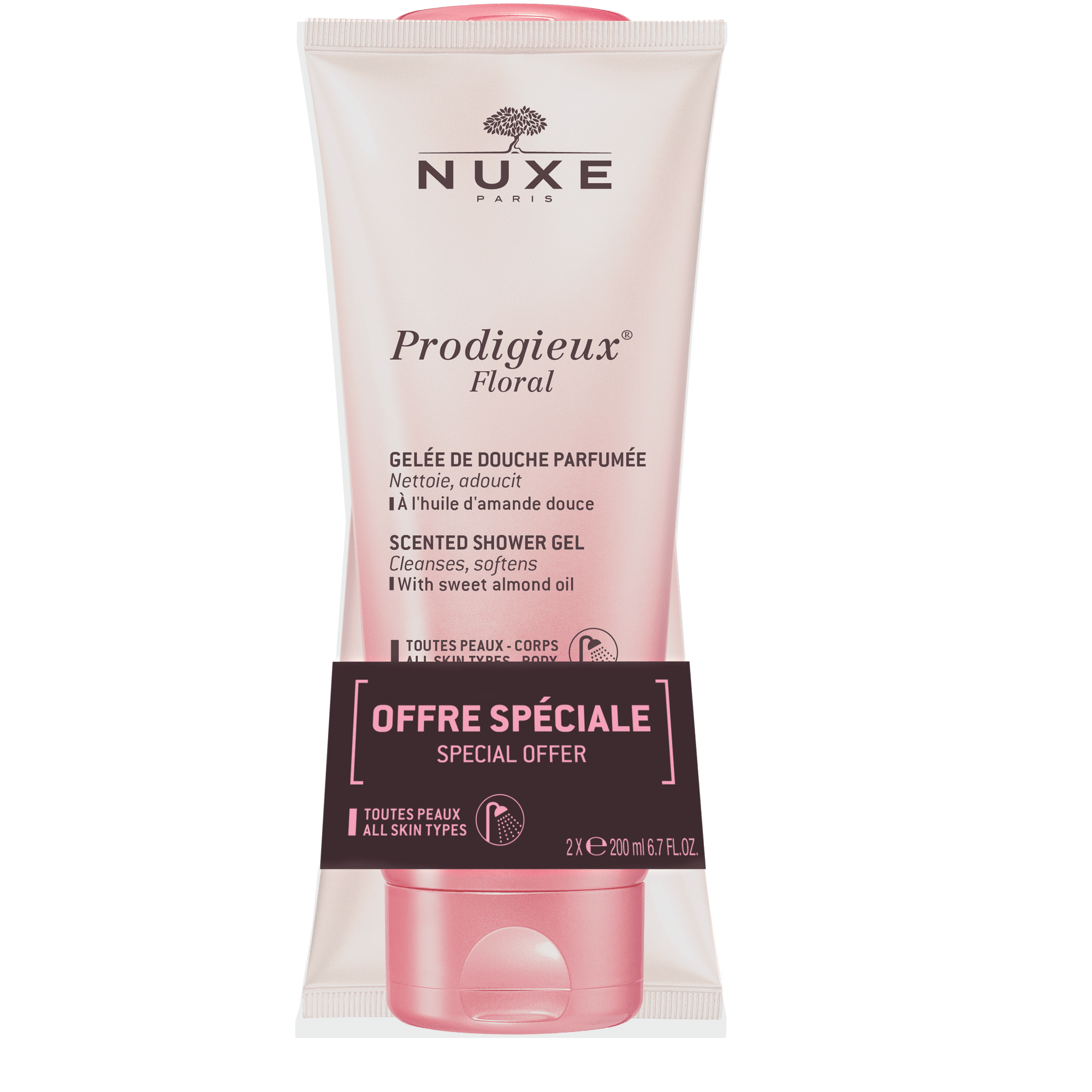 Nuxe Prodigieuse Florale, gel de duș, pachet de două, 2 x 200 ml