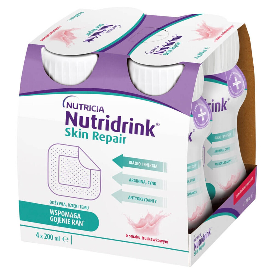 Nutridrink Skin Repair, Erdbeergeschmack, 4 x 200 ml