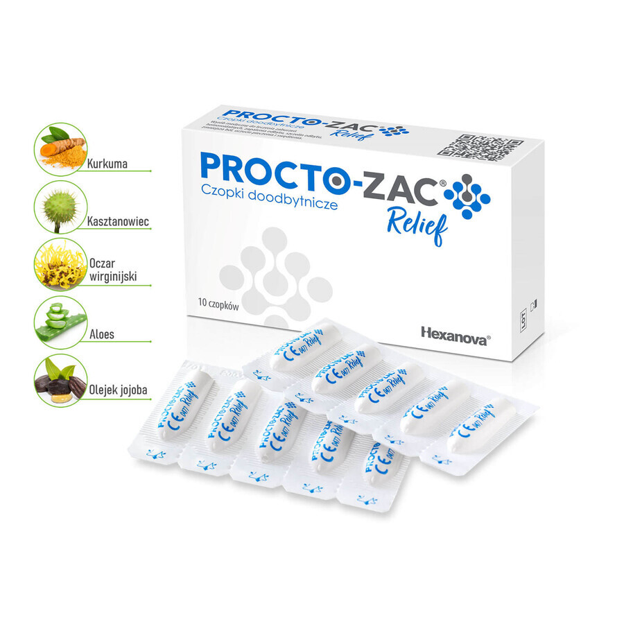 Procto-Zac Relief, supozitoare rectale, 10 bucăți