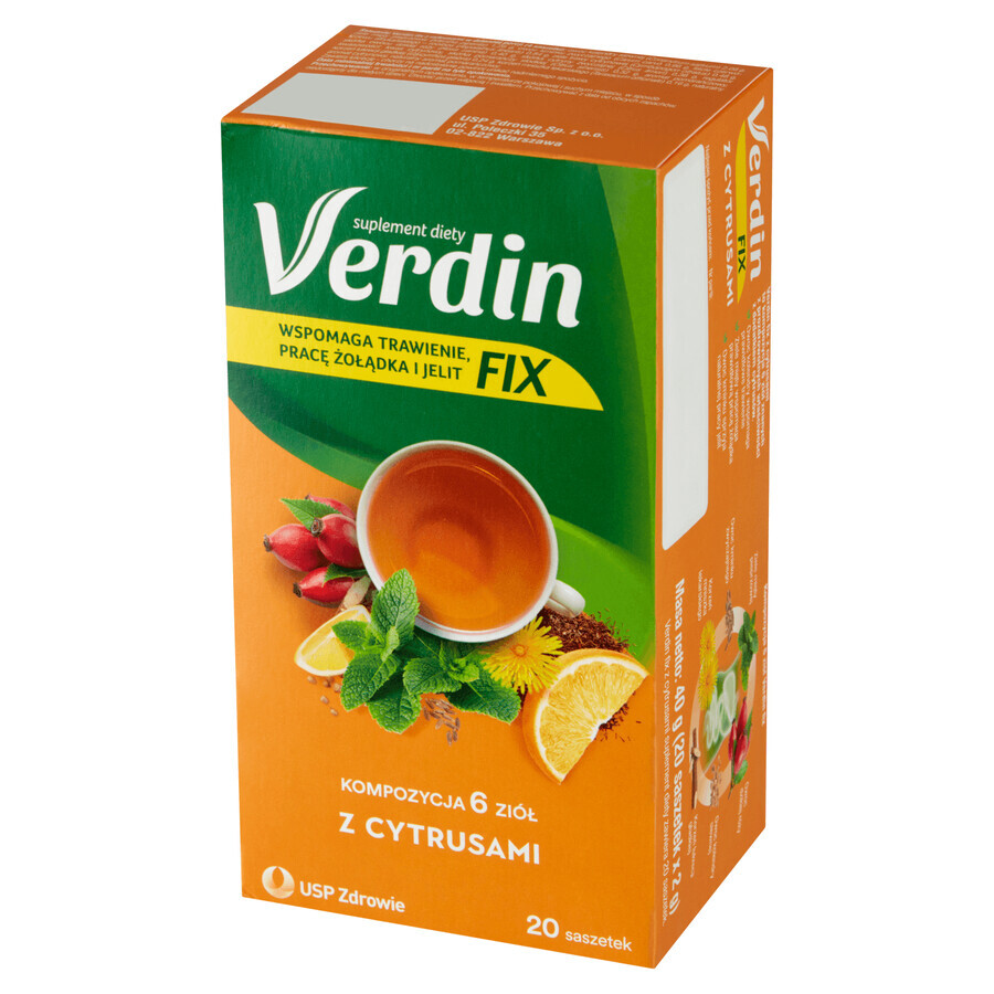 Verdin Fix cu citrice, 20 pliculețe