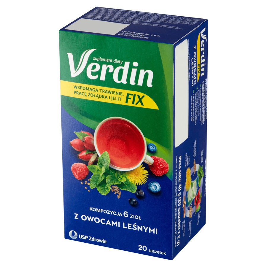 Verdin Fix cu fructe de pădure, 20 pliculețe