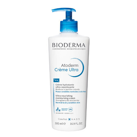 Bioderma Atoderm Creme Ultra, cremă hidratantă ultra-nutritivă pentru corp, piele normală, uscată și sensibilă, 500 ml