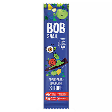 Bob Snail Stripe Fruit Snack, pomme, poire, myrtille, 14 g