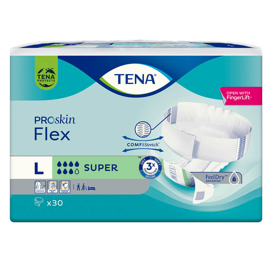 Tena Flex ProSkin, pantalones pañales, talla L, 83-120 cm, Super, 30 piezas