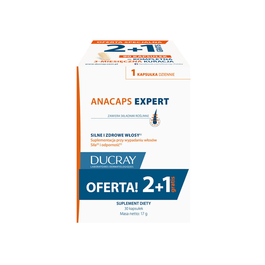 Ducray Anacaps Expert set, 2 x 30 capsule + 30 capsule gratuite