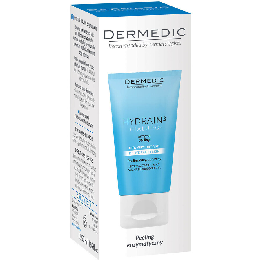 Kit Dermedic Hydrain 3 Hialuro, cremă de noapte, 50 ml + gel cremos de spălare a feței, 25 ml + cremă de ochi, 7 ml