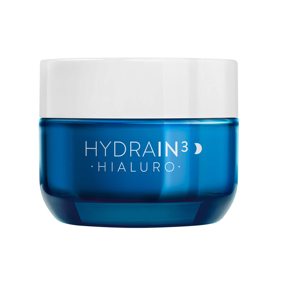 Kit Dermedic Hydrain 3 Hialuro, cremă de noapte, 50 ml + gel cremos de spălare a feței, 25 ml + cremă de ochi, 7 ml