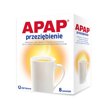 Apap Przeziębienie Max 1000 mg + 50 mg + 12.2 mg, powder for oral solution, 8 sachets