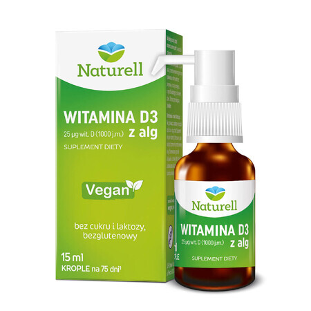 Naturell Vitamina D3 din alge 1000 UI, picături, 15 ml