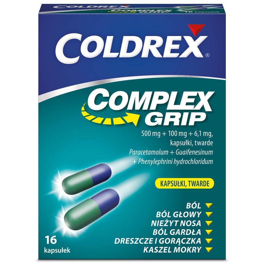 Coldrex Complex Grip 500 mg + 100 mg + 6,1 mg, 16 capsule