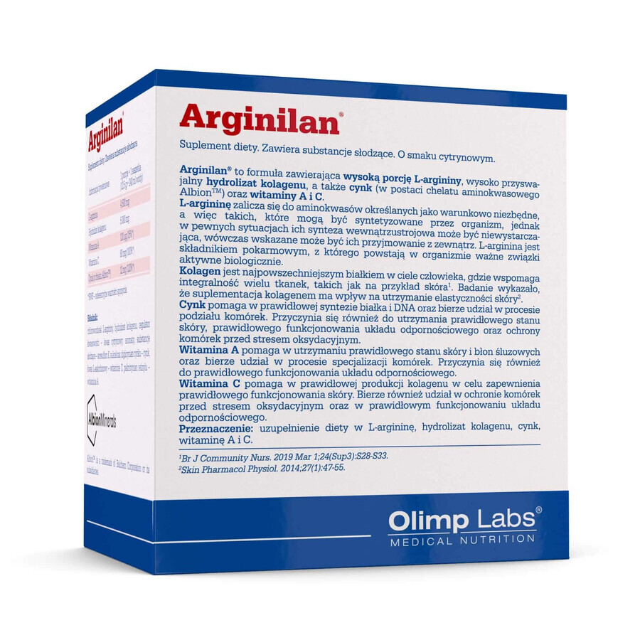 Olimp Nutramil Complex Arginilan, aromă de lămâie, 12,5 g x 14 pliculețe