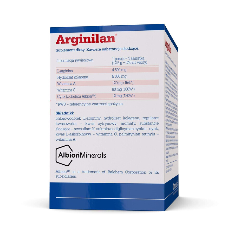 Olimp Nutramil Complex Arginilan, aromă de lămâie, 12,5 g x 14 pliculețe