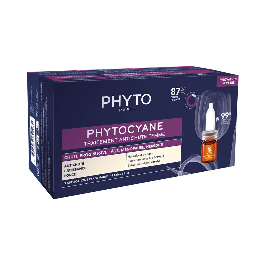 Phyto Phytocyane, tratament împotriva căderii părului pentru femei, fiole progresive, 12 unități