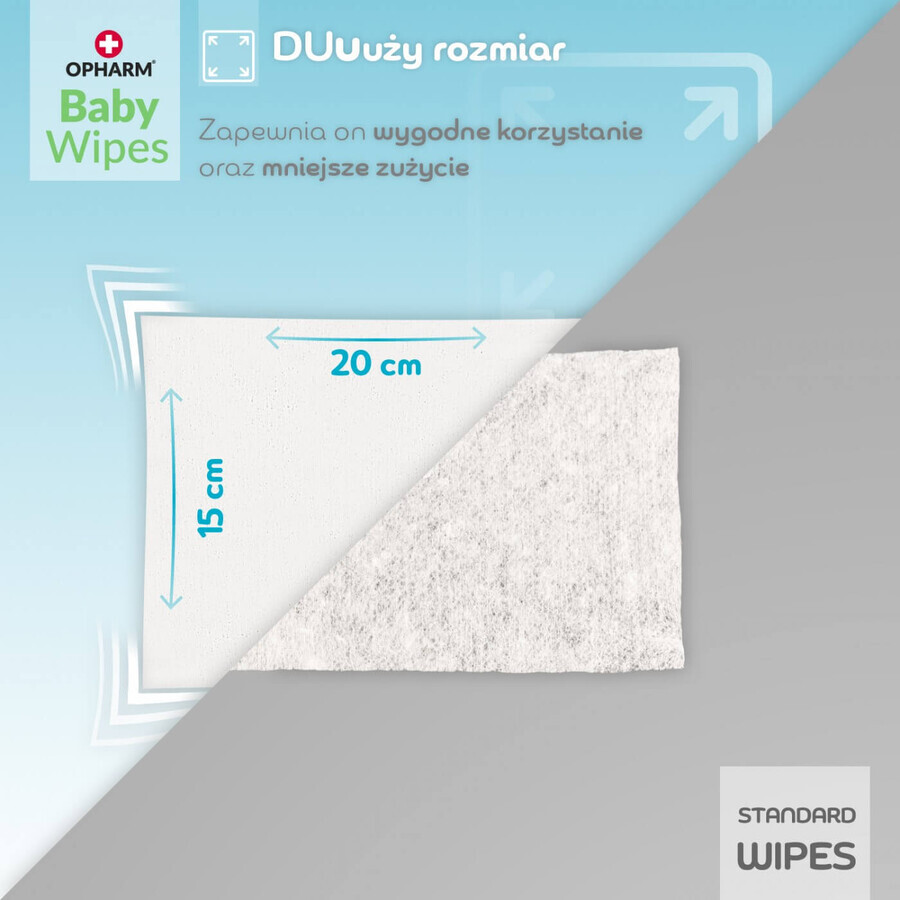 Opharm Baby Wipes, șervețele umede, 99% apă, 64 bucăți