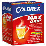 Coldrex MaxGrip 1000 mg + 10 mg + 40 mg, aromă de lămâie, 14 pliculețe