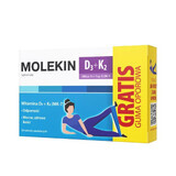 Molekin D3 + K2, vitamina D 2000 UI + vitamina K 75 µg, 30 comprimate filmate + gumă de rezistență gratuit