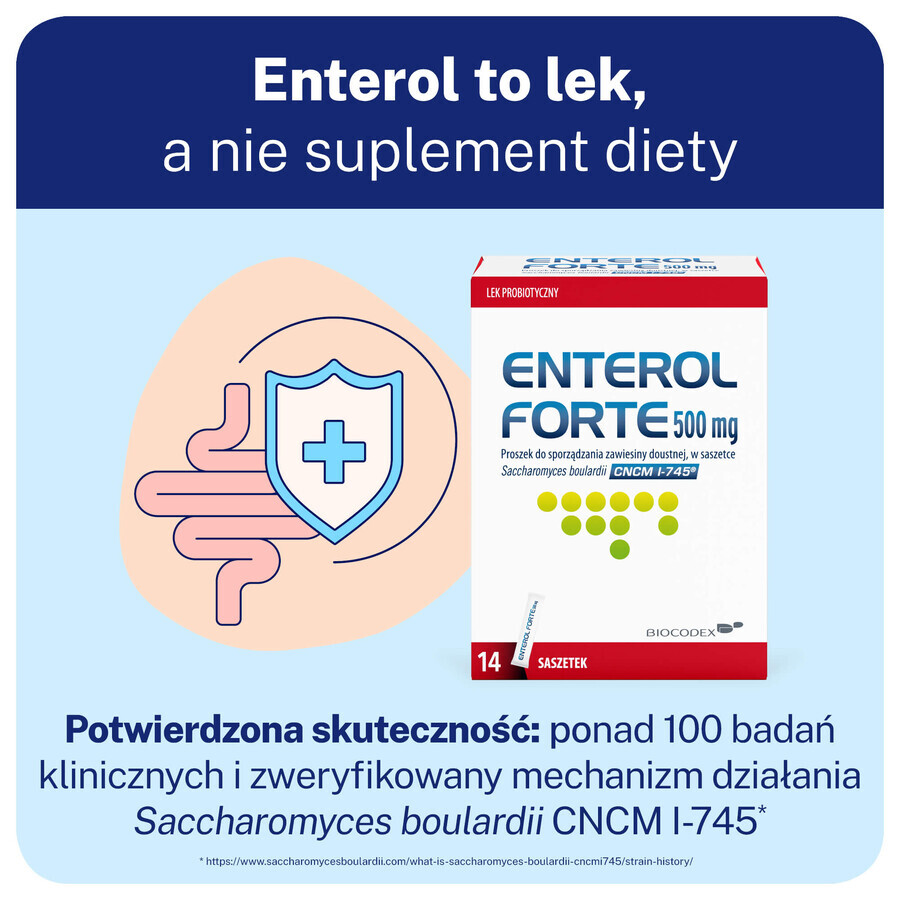 Enterol Forte 500 mg, 14 sobres