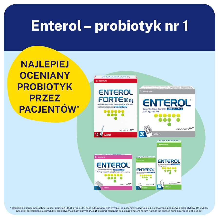 Enterol Forte 500 mg, 14 sobres