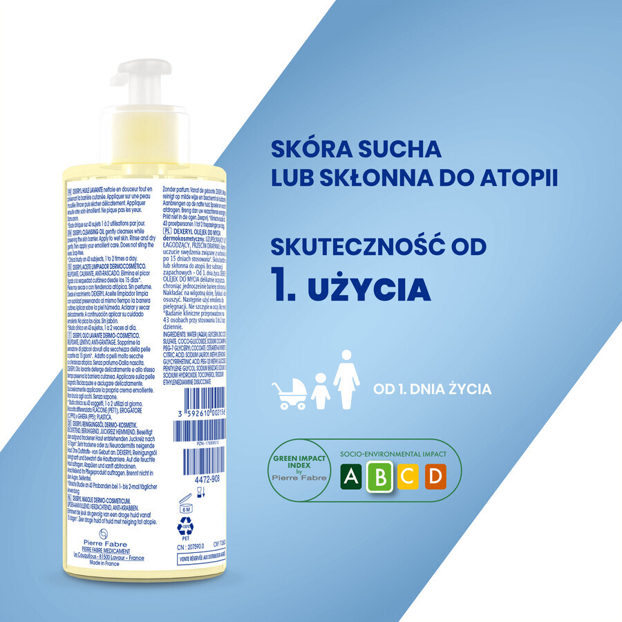 Dexeryl, ulei de spălare corporală, 500 ml