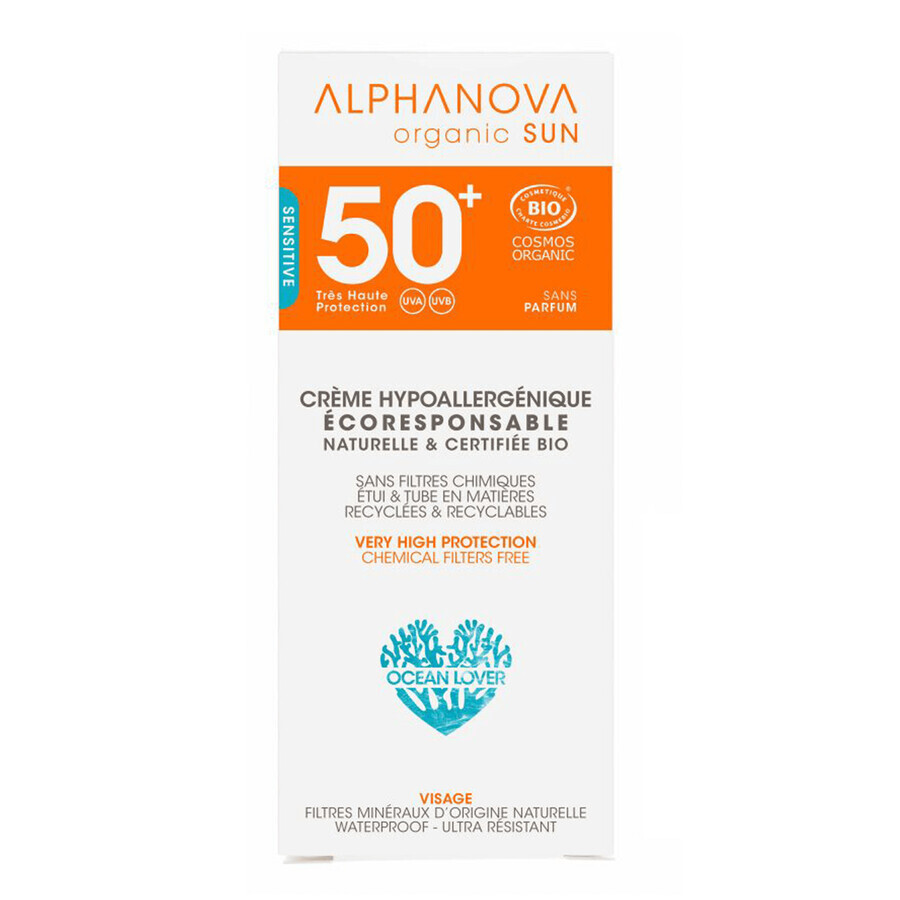 Alphanova Sun Bio, protecție solară, hipoalergenică, SPF 50, 50 g