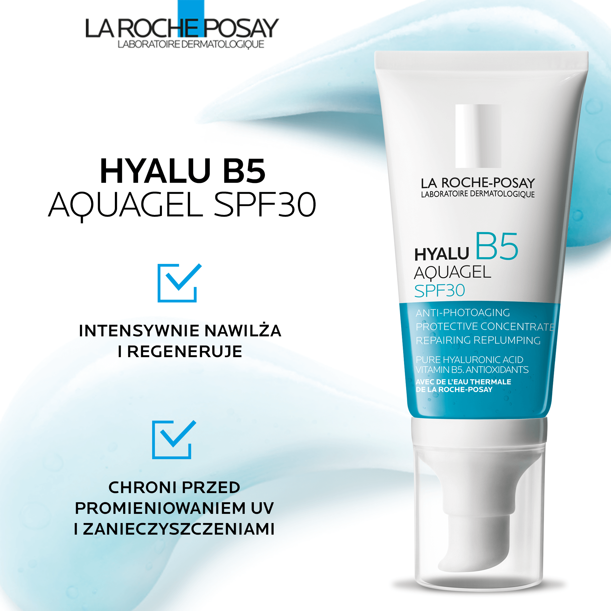 La Roche-Posay Hyalu B5 Aquagel, gel-cremă de protecție împotriva foto-îmbătrânirii, SPF 30, 50 ml