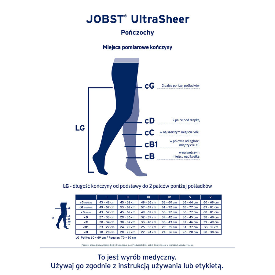 Jobst Ultra Sheer, ciorapi de compresie, CCL2, vârf închis, mărimea 3, natural